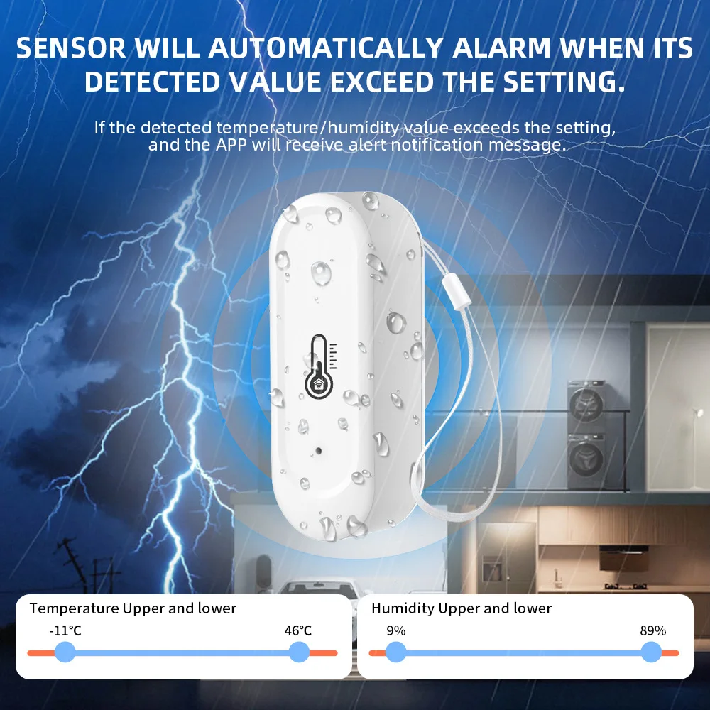 Real-Time Outdoor Temperature Humidity Monitor - IP65 Waterproof, WiFi/Zigbee Enabled for Smart Environments