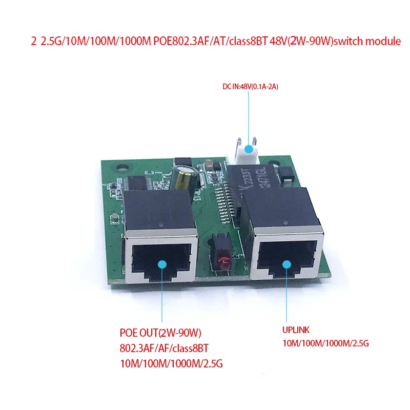 Interruptor no estándar, módulo de interruptor de 2 1000M/100M/10M 2,5G, POE802.3BT48V(2W-90W)