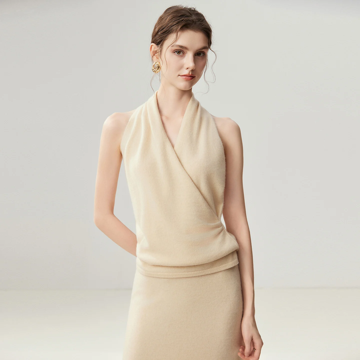 New Solid Color Sweater Women's Cross Camisole Vest Sleeveless Pullover 100% Cashmere Knitwear Waistcoat Autumn And Winter Top