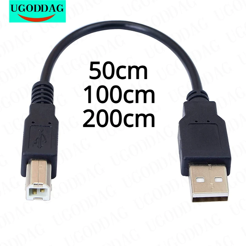 0.5/1/2m USB 2.0 Type A Male to B Male Scanner Cord Cable High Speed for Printer Monitor External Hard Drivers Scanner