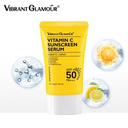 VIBRANT GLAMOUR Vitamin C  SPF 50+ PA+++ UVA/UVB Sunblock 50X C 3X Ceramide Repair Skin Moisturizing Sunscreen Serum