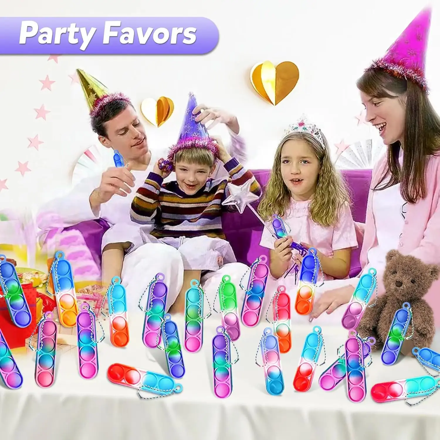10/20/30/80/150 Pcs Bulk Mini Pop Fidget Toys Kids Sensory Keychain Party Favors Toddler Birthday Carnival Bag - view 5