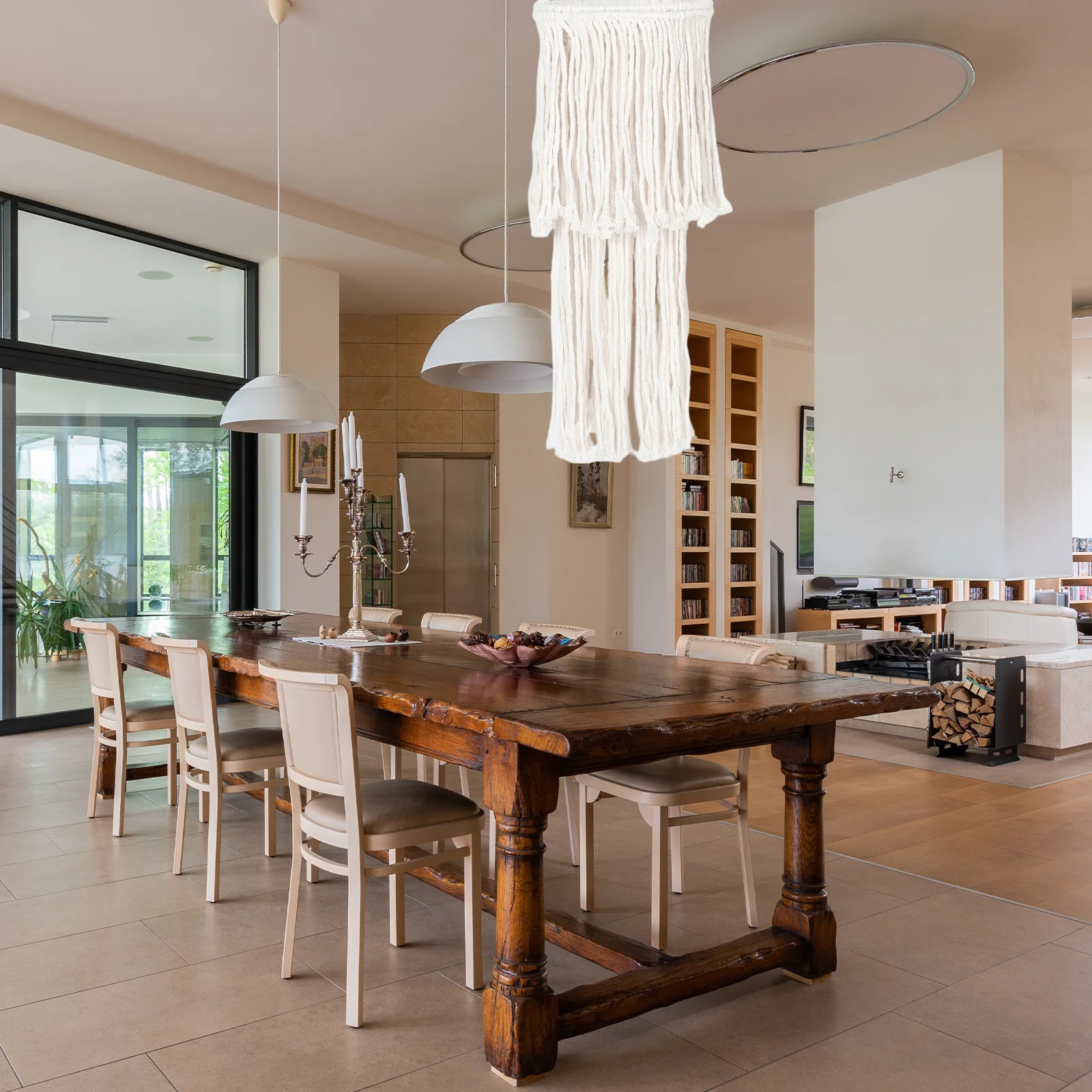 

1pcs Handmade Woven Lamp Shade Cotton Rope Hanging Light Cover For Living Room Bedroom Boho Decor Tassel Pendant Ceiling