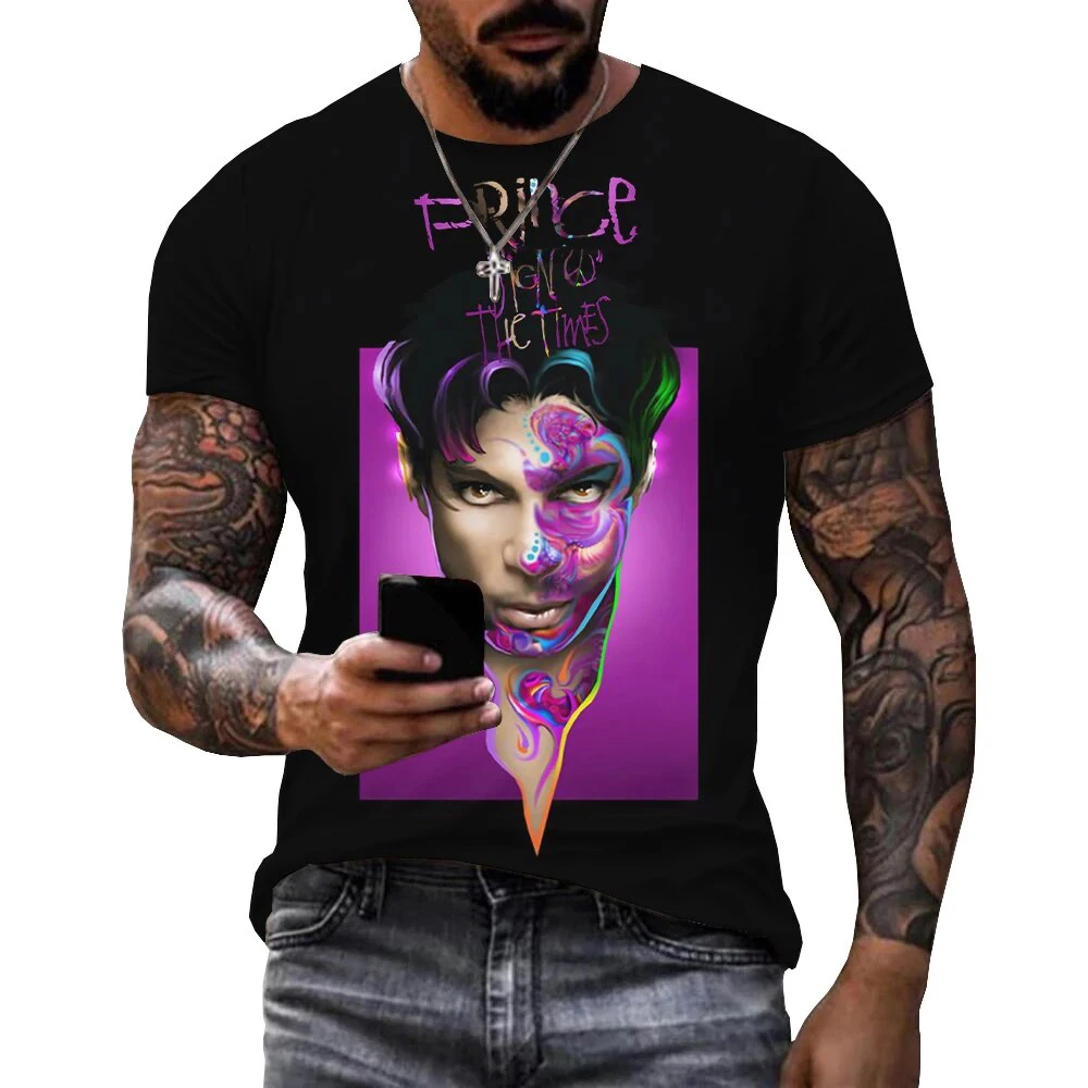 Singer Prince Rogers Nelson 3D Print T-Shirts Streetwear Men Women Fashion Short Sleeve T Shirt O-Neck Kids Tees Tops Clothing