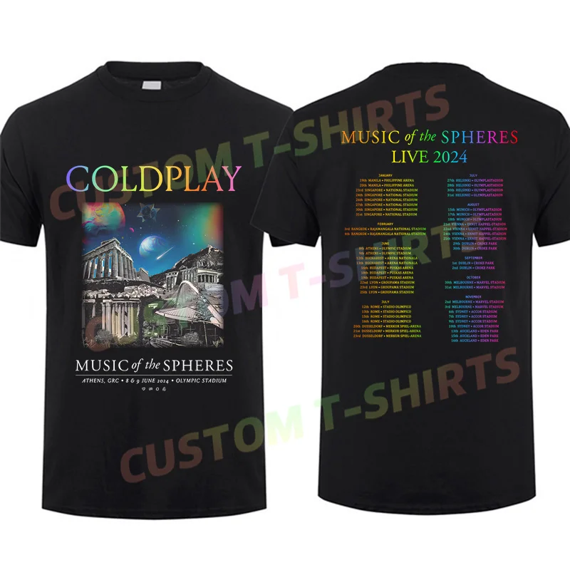 

2024 Men Casual T Shirt Cold.Play Music of The Sphere.s Tour 2024 Shirt Cold.Play Worl.d Tour T-shirt Summer 100% Cotton S-3XL