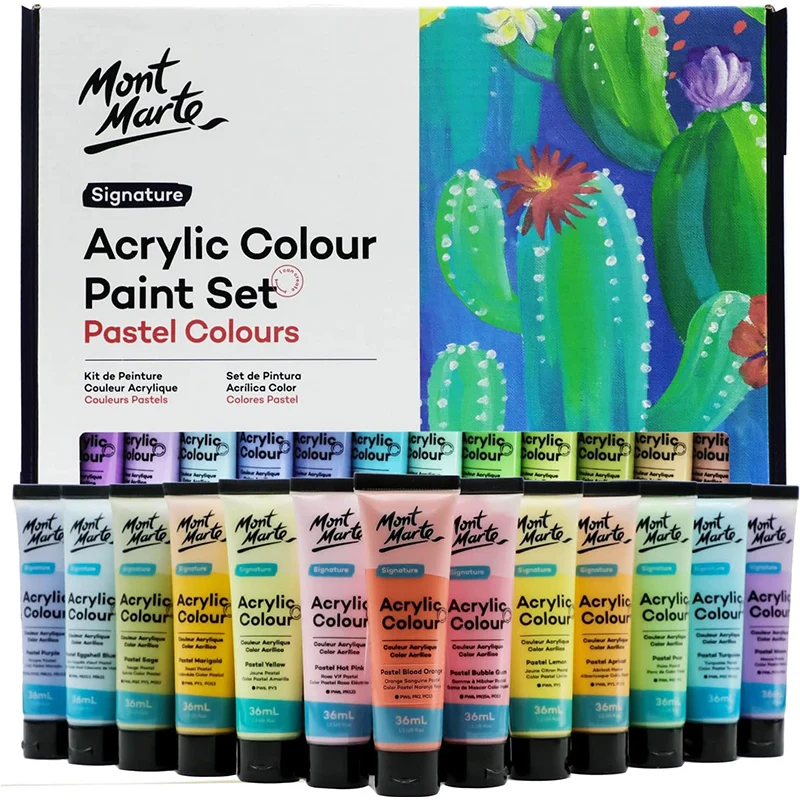 

Mont Marte Acrylic Colour Pastel Paint Set 12/24 Colors 36ml Tubes Artist Drawing Painting Pigment Hand Painted Wall Paint DIY