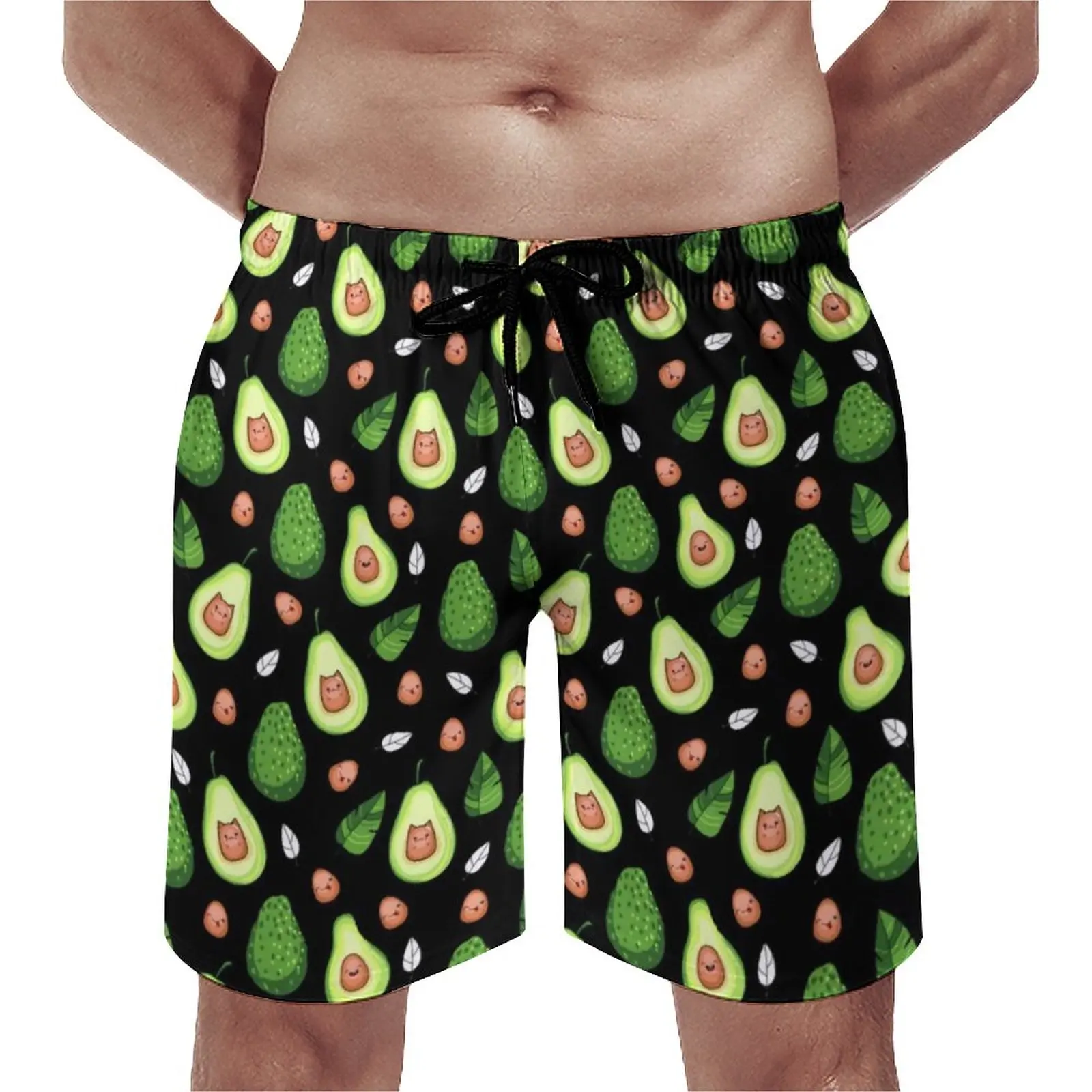 

Fruit Board Shorts High Quality Kawaii Avocado Pattern Printed Beach Short Pants Men's Elastic Waist Comfortable Swimming Trunks