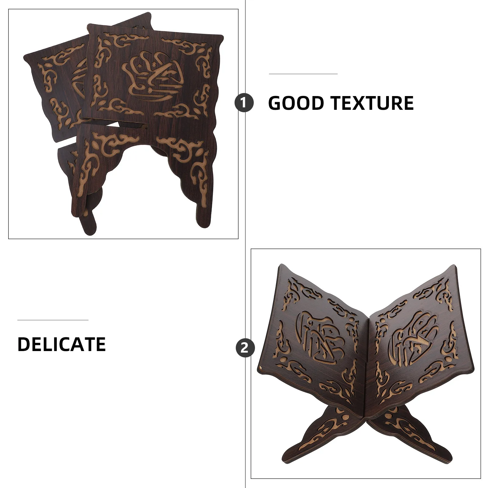 

Wooden Muslim Book Holder Stand Vintage Book Display Stand for Prayer Religious Books Islamic Festival Ornament