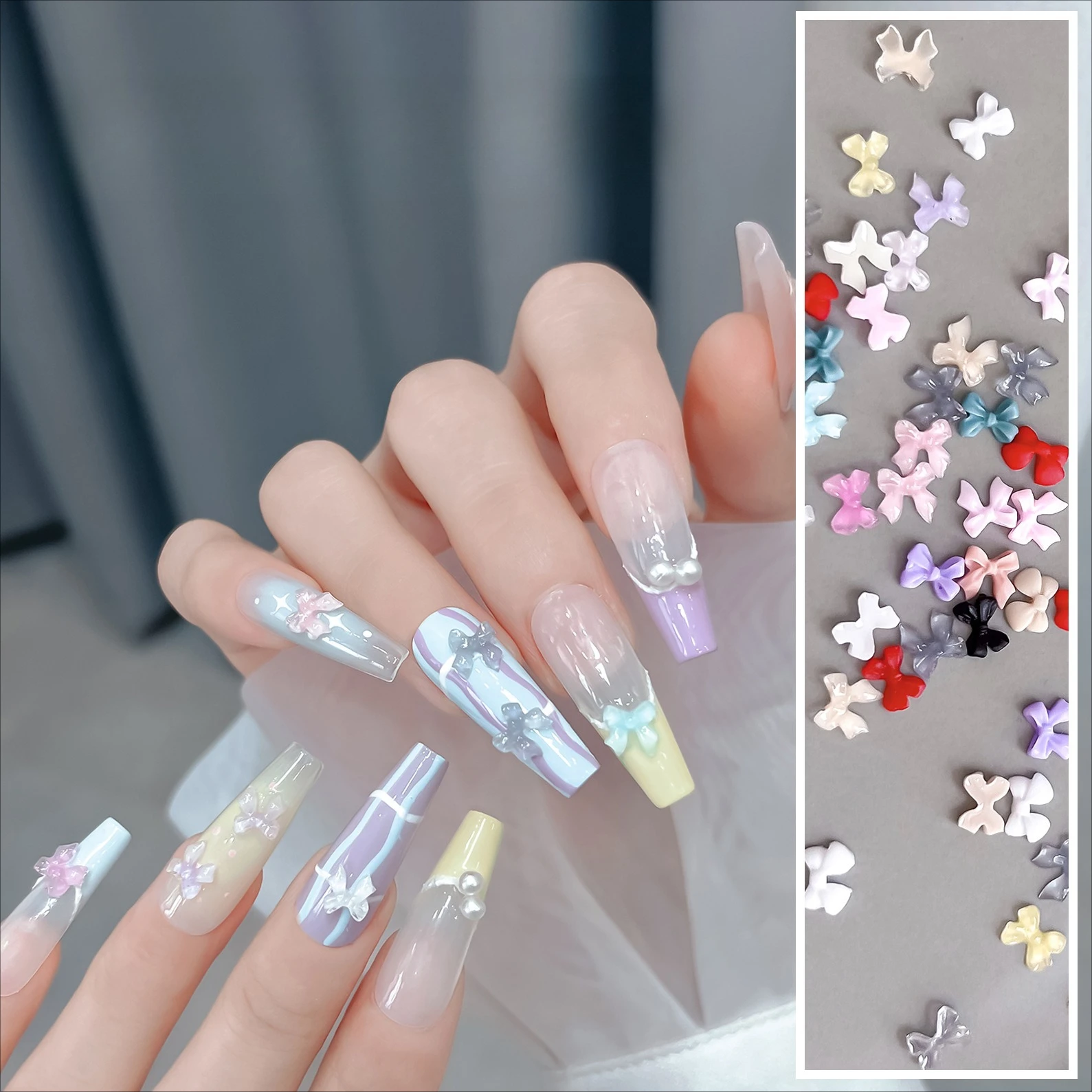 

Various Mini Resin Bowknot Colourful Cute Ribbon French Charming Tender Nail Art Decorations DIY Manicure Accessories Wholesale