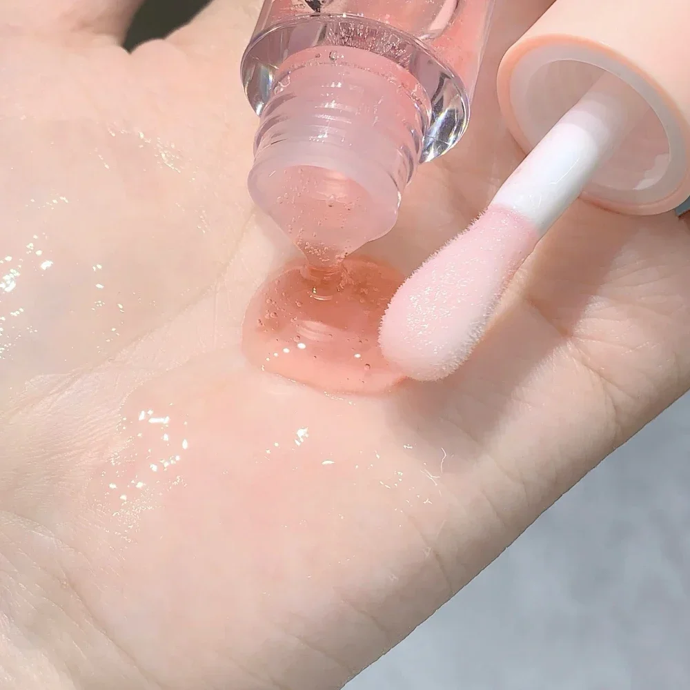 Brillo de labios con luz de agua, hidratante, espejo de gelatina transparente, aceite de labios de cristal de fruta, maquillaje para el cuidado de los labios coreano hidratante transparente