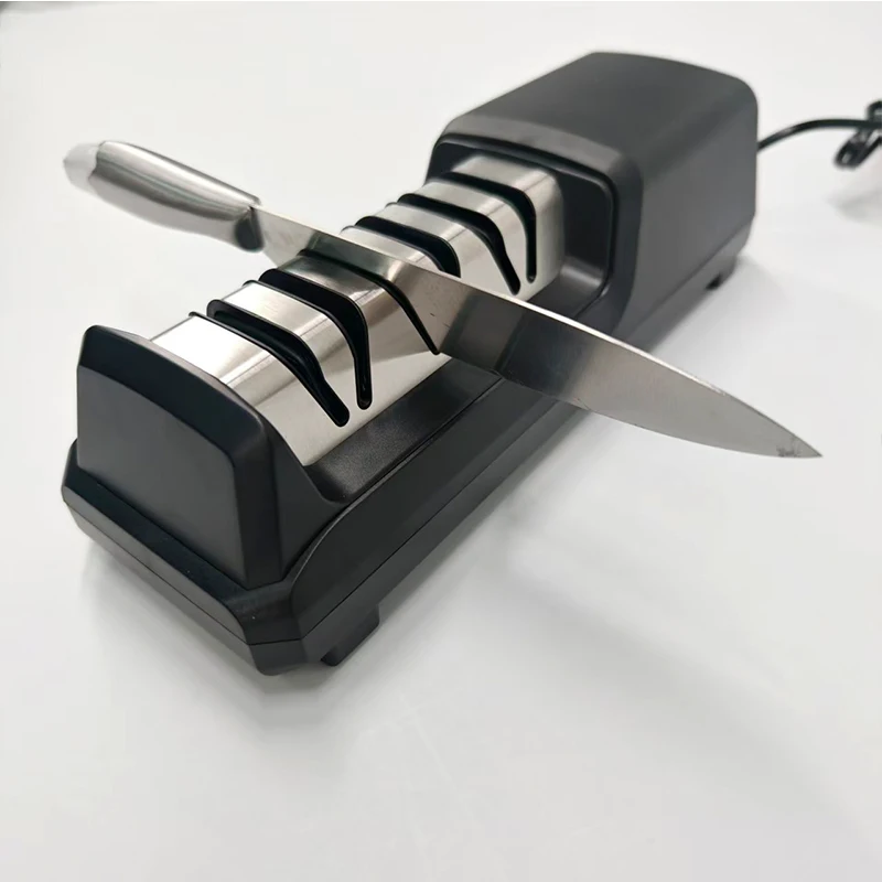 

НОВАЯ 3-ступенчатая электрическая точилка для ножей мощностью 18 Вт — грубая/средняя/тонкая/керамика, алмазное колесо для кухни/члея/охоты