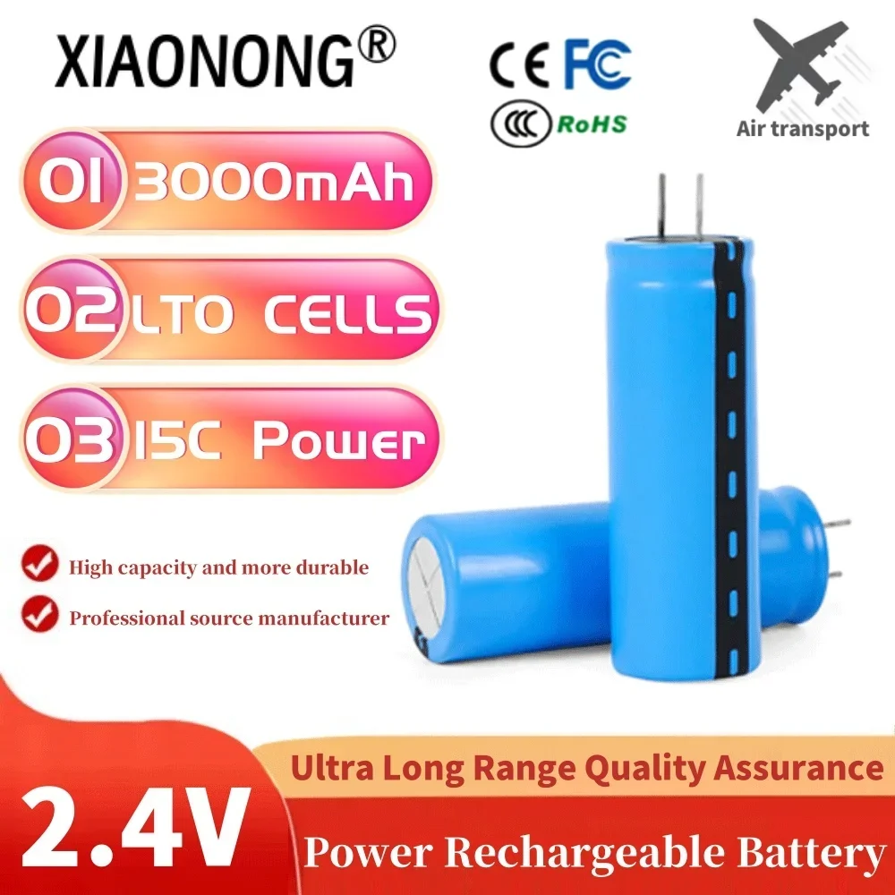 

18650 Lithium Titanate Battery 2.4V 3000mAh LTO 15C Rechargeable Low Temperature Battery 25000 Cycles Flashlight