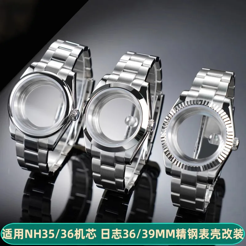 Stainless steel strap For Rolex Dog Tooth Ring Diary Stainless Steel Case Strap Set Suitable for NH36/35 Movement 36mm 39mm Dial