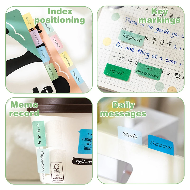 120Sheets Transparent Pearl Pearlescent Sticky Tabs Back Adhesive Writable Sticky Notes Aesthetic Stationery Blank Note