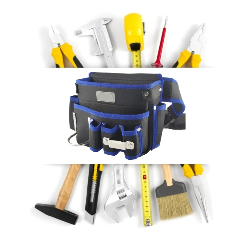 Sturdy Cloth Tool Belt Reliable Woodworking Nail Pouch with Multiple Pockets & Adjustable Waist Strap Handy Nail Bag