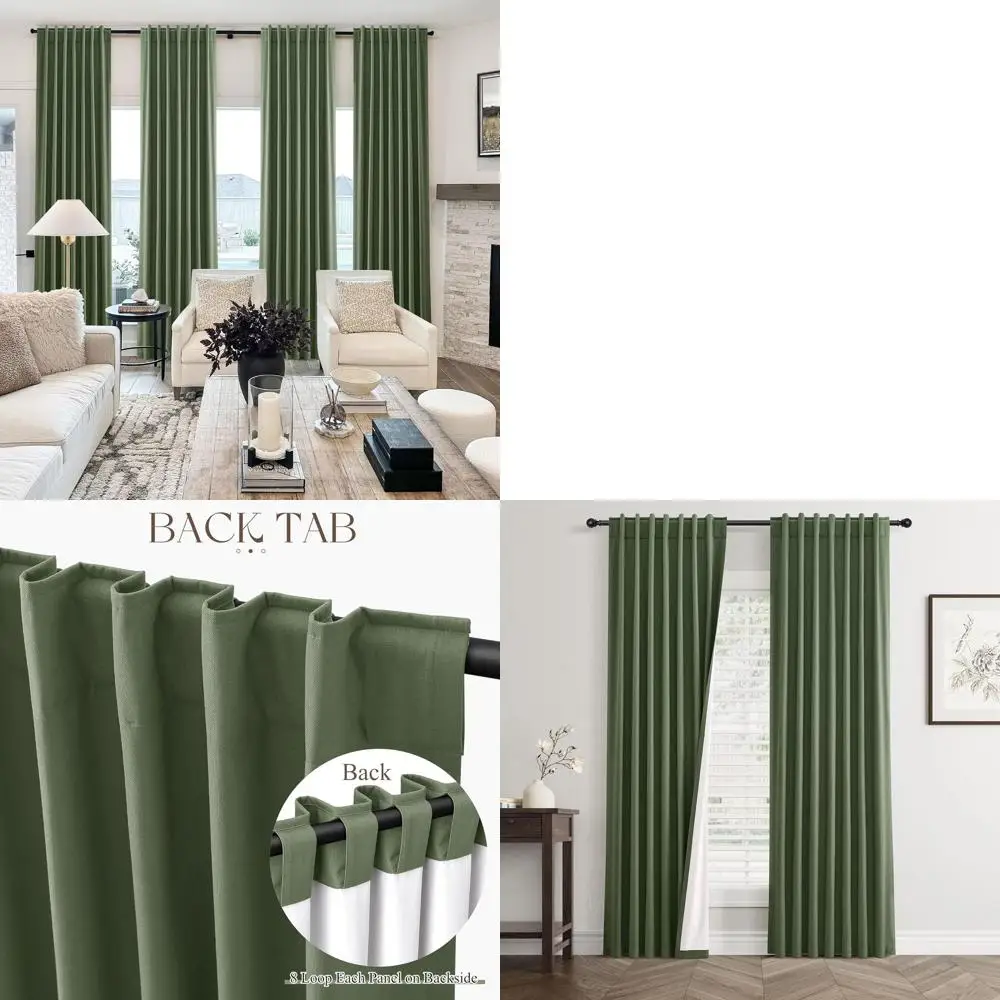 

Linen Blackout Curtains, 84, 2-Panel Set, Thermal Insulated, Noise Reducing, 100% Blockout for Living/Bedroom