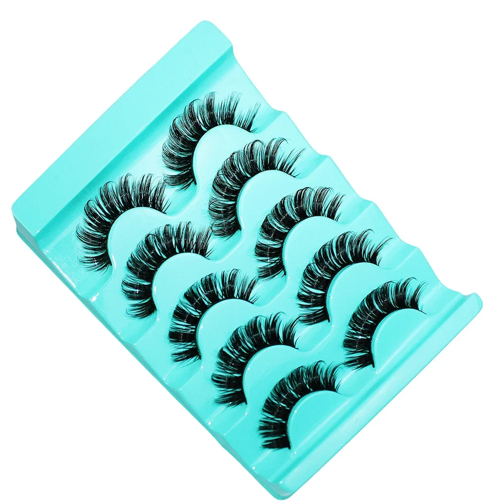 Faux cils 3D à bande russe, faux cils en vison moelleux, aspect naturel, 5 paires