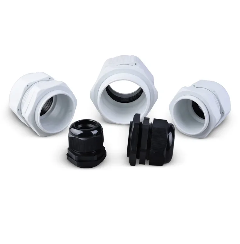 IP68 Waterproof Cable Gland Black Plastic Seal Joint Nylon M12/M16/M18/M20/M22/M25/M27/M30 White Waterproof Cable Connector