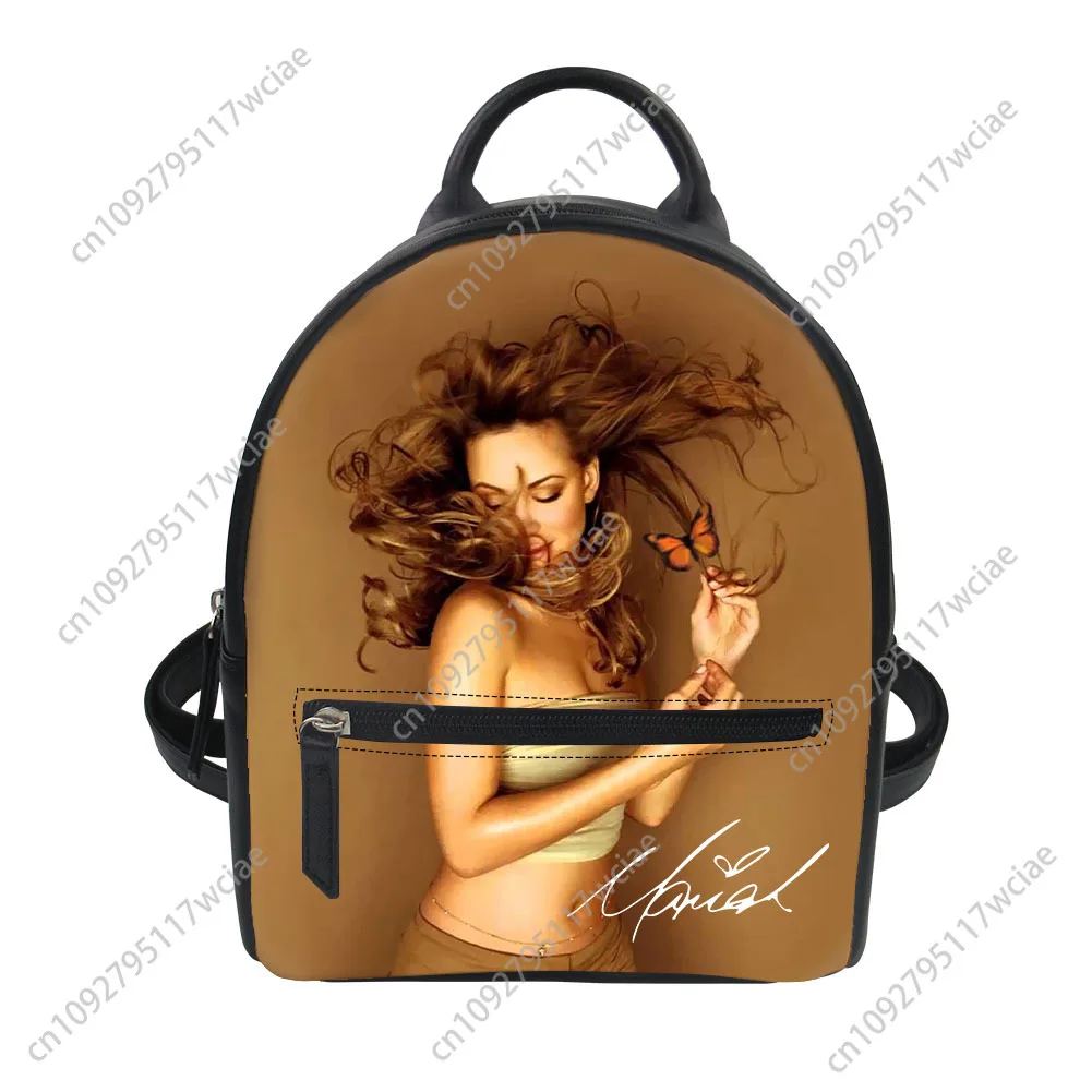

Mariah Carey Custom Backpack Purse Women Hip hop Singer Carter Schoolbags Double Shoulder Bag Mini Daypack Leather Travel Bag