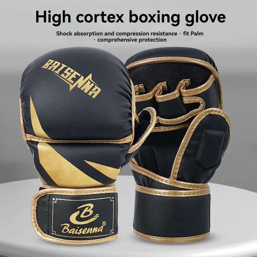 

Боксерские перчатки из искусственной кожи для взрослых, амортизирующие губчатые перчатки высокой плотности для ММА, профессиональные многослойные перчатки для борьбы