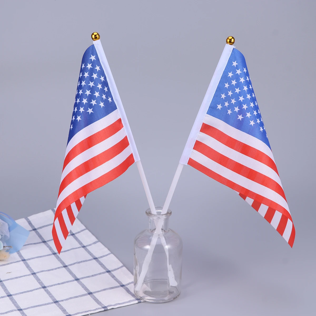 

20pcs Hand Held Small America Flag On Stick International Country Flags For Party Garden Festival Sports Parade Decorations