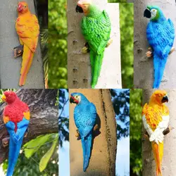 Resin Craft Ornament Decoration Artificial Bird Large Bird Statue Simulation Parrot Bird Sculpture Wall Hanging Garden