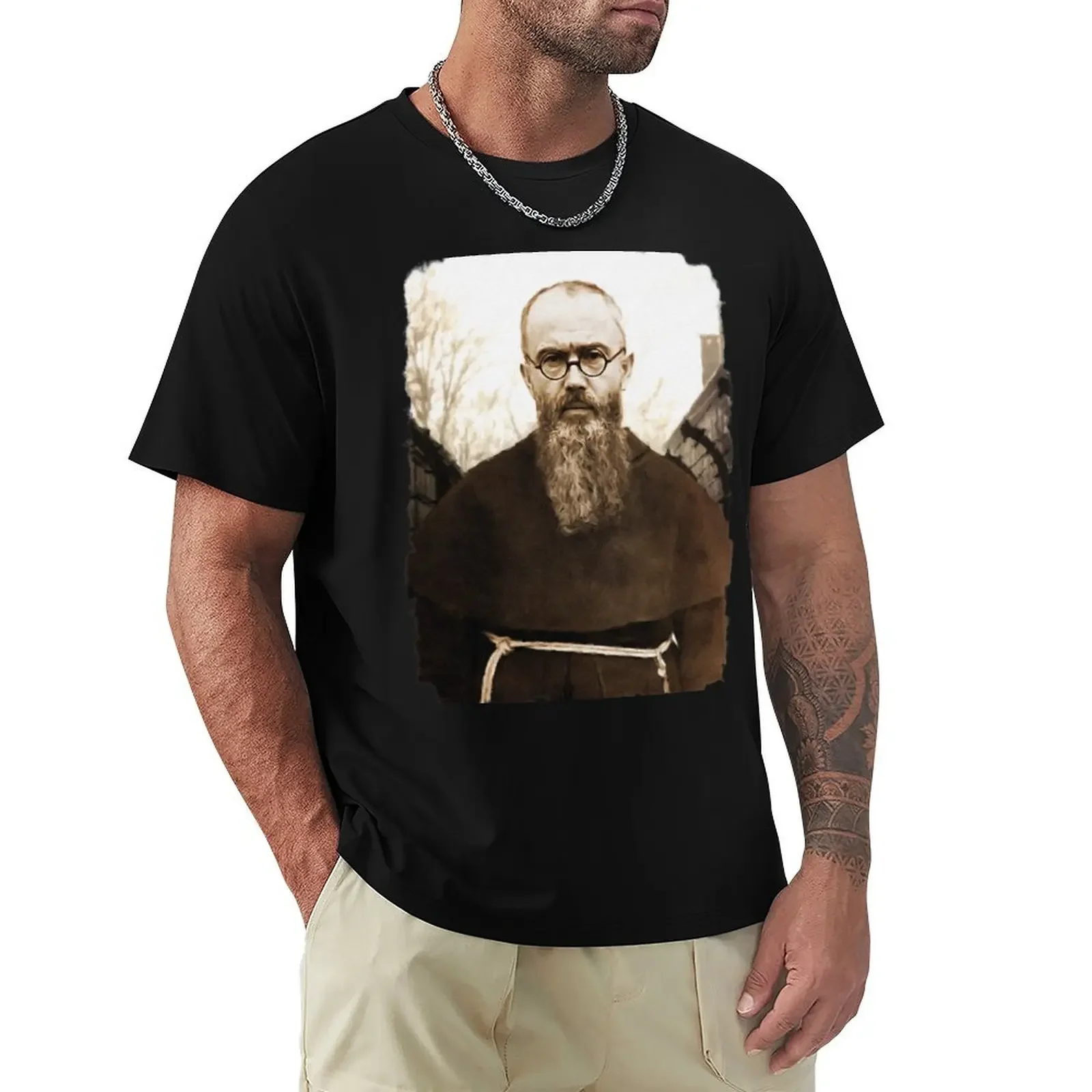 Saint Maximilian Kolbe T-Shirt anime rapper graphic tees compression shirt men