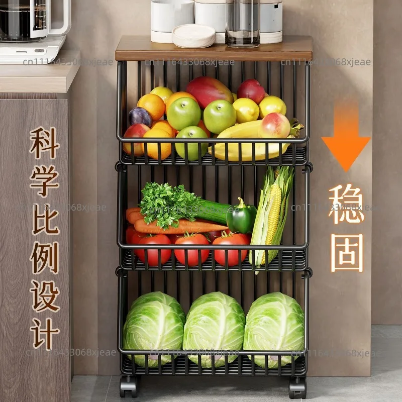 Kitchen fruit and vegetable shelves, household floor-to-ceiling vegetable baskets, multi-layer removable onion, ginger