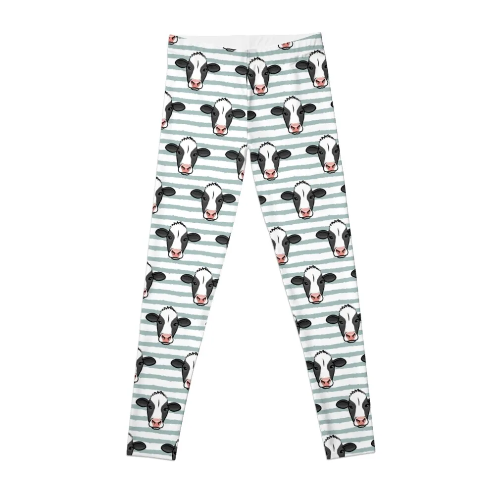 Holstein Friesian cows - blue stripes Leggings Sports pants for workout shorts gym pants Womens Leggings