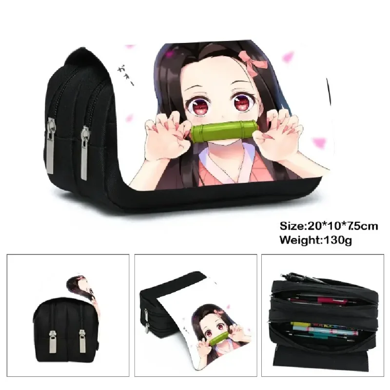 1PCS Demon Slayer  Anime Pen Bag Student Storage Bag Tanjirou Nezuko Zenitsu Giyuu Cartoon Pen Box Cute Boys Girls Pencil Case view 4