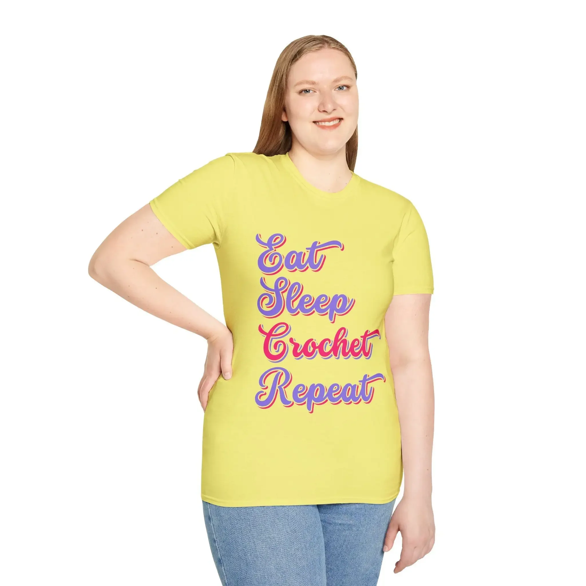 

Забавное вязание крючком Eat Sleep Вязание крючком Повторите футболку Crocheter