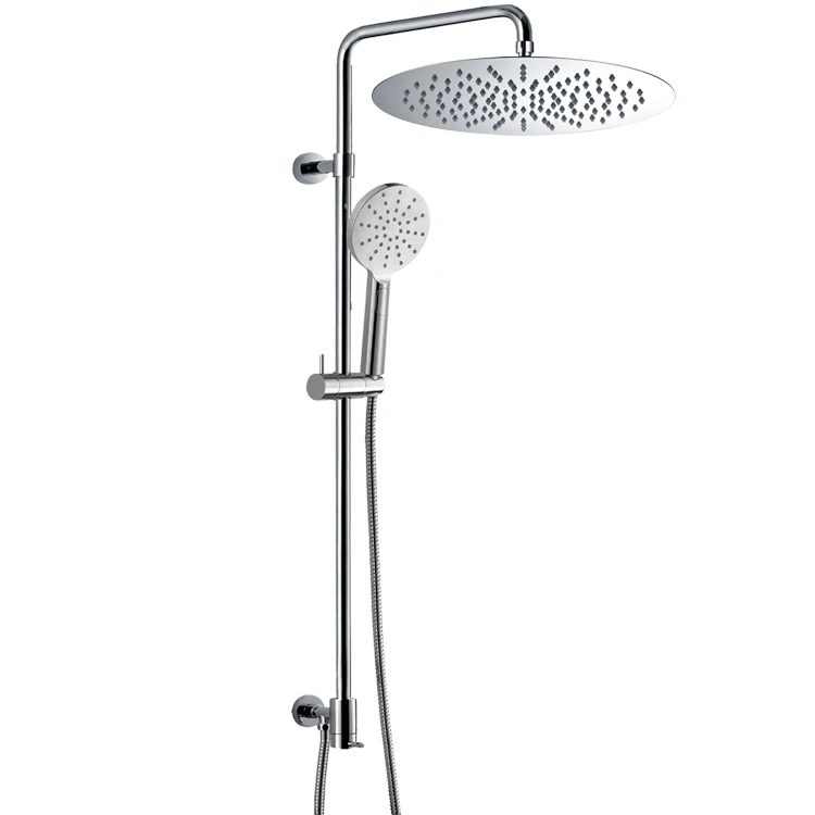 

Watermark Wels Round Top Rainfall Wall Mounted Single Handle Bathroom Stainless Steel Chrome Finished Shower Head Shower Set