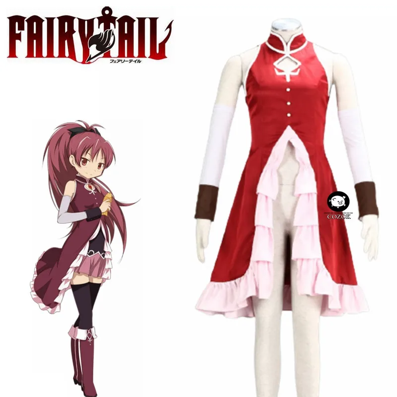 

Anime Puella Magi Madoka Magica Costume Sakura Kyouko Dress Full Set Women Costume Any Size