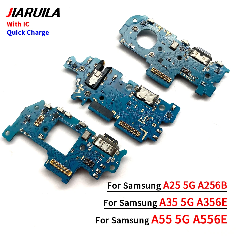 USB Charging Port Board Flex Cable Connector Parts For Samsung A25 5G A256B A35 5G A356E A55 5G A556E Microphone Module