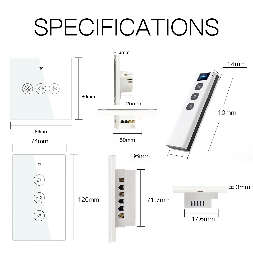 MOES Wifi Smart Wall Touch Light Dimmer Switch Smart Life Tuya APP Remote Control Works with Amazon Alexa and Google Home