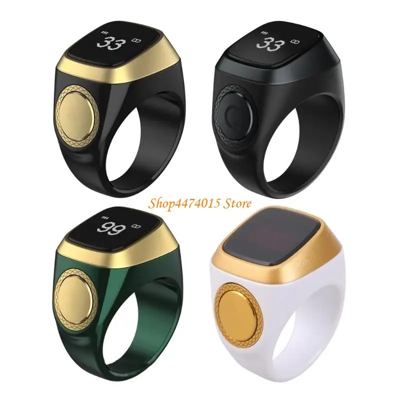 K1AA Zikr Rings Digital Tasbih Counter Beads مع أوقات الصلاة ووظيفة الاهتزاز للكنيسة