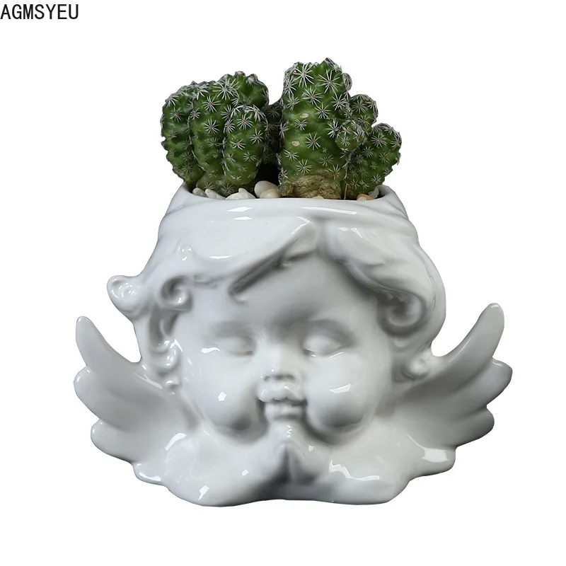 

Creative character art flower pot white ceramic flower pot home balcony living room desktop plant potted decoration ceramic vase