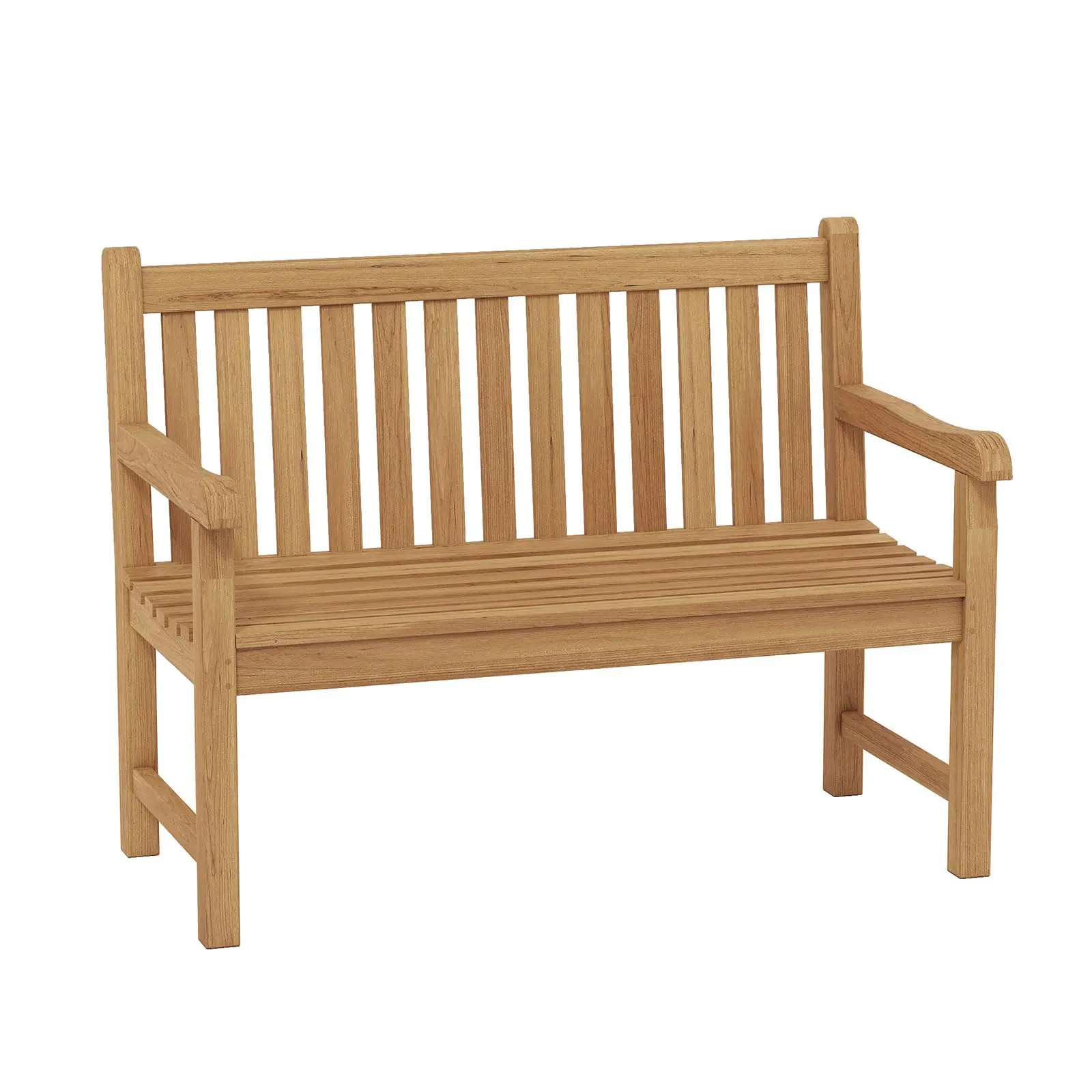 Teak Outdoor Bench 2-Seater, Solid Wood Patio Bench, 800 lbs