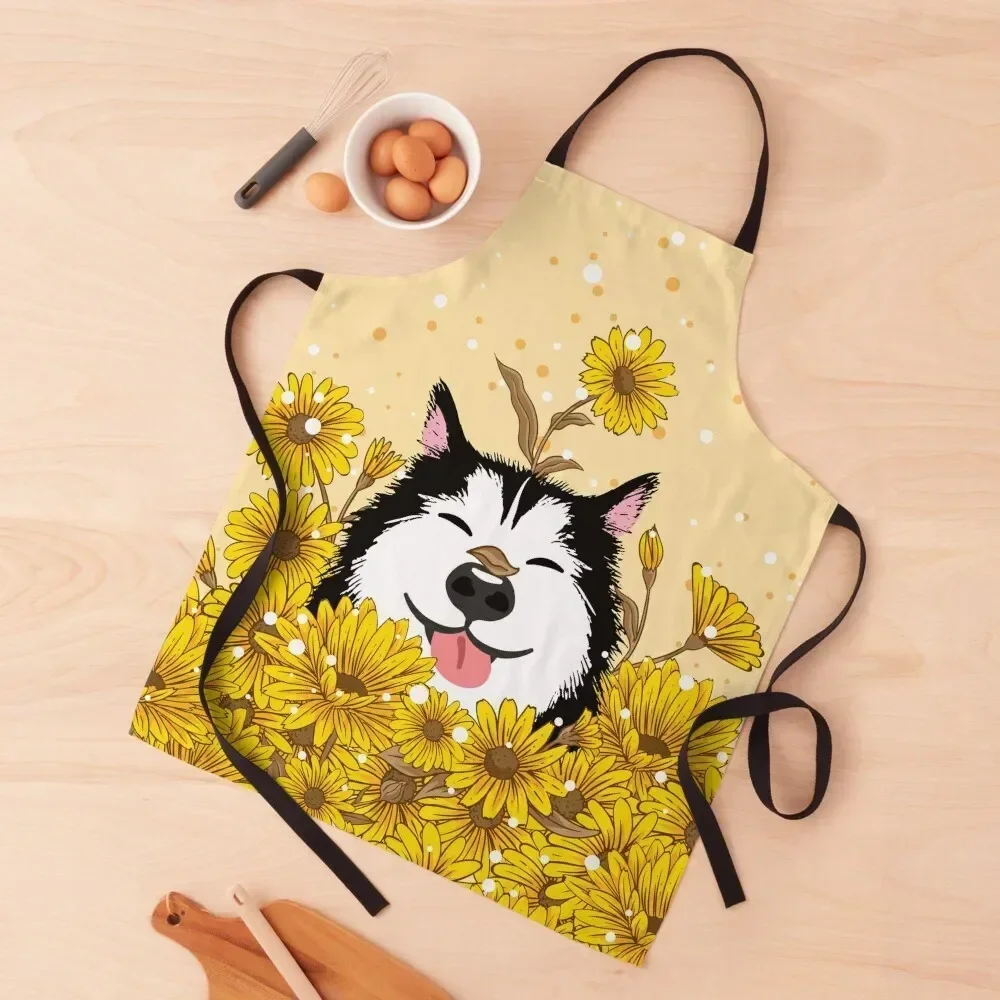 

Siberian Husky Dog and Sunflowers Apron Bib For Kitchen Kitchen And Household Goods beauty master Apron