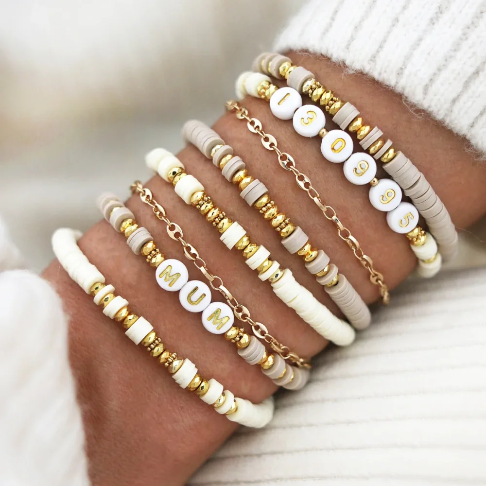

HERLOOK 4mm Heishi Disc Bead Bracelets Gold Color Spacer Beads Bracelet Jewelry for Women Fashion Stacking Pulseras Whoelsale