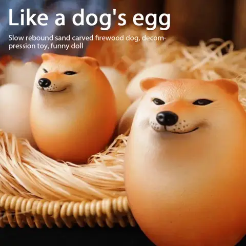 1Pcs Creative and Lifelike Egg Shaped PVC Tabletop Decoration Dog and Egg Alliance Decorations Fun Christmas Gifts