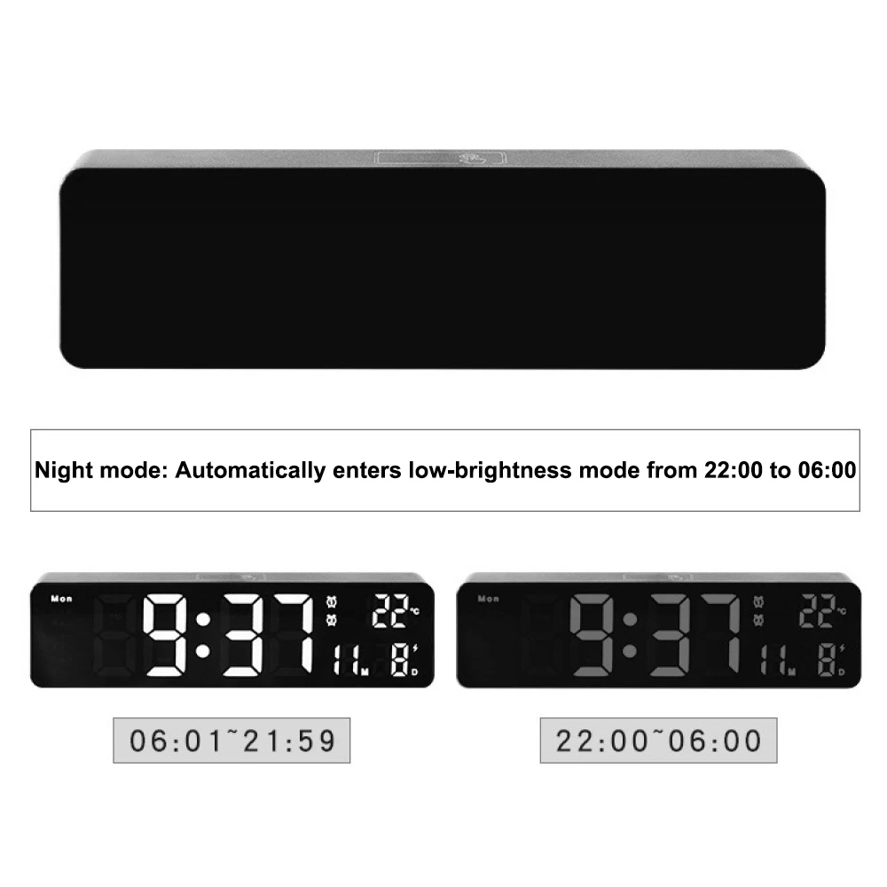 10inch Alarm Clock LED Digital Temperature Date Week Display Wall Clock Electronic Table Alarm Clock Room Office Decoration