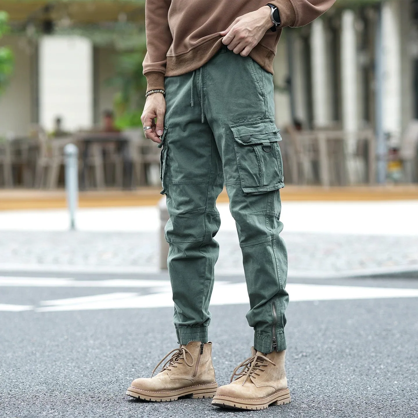 

Мужские брюки American Sle Heavyweight в стиле ретро, осенняя коллекция 2025, новые свободные повседневные брюки, модные брендовые брюки с манжетами