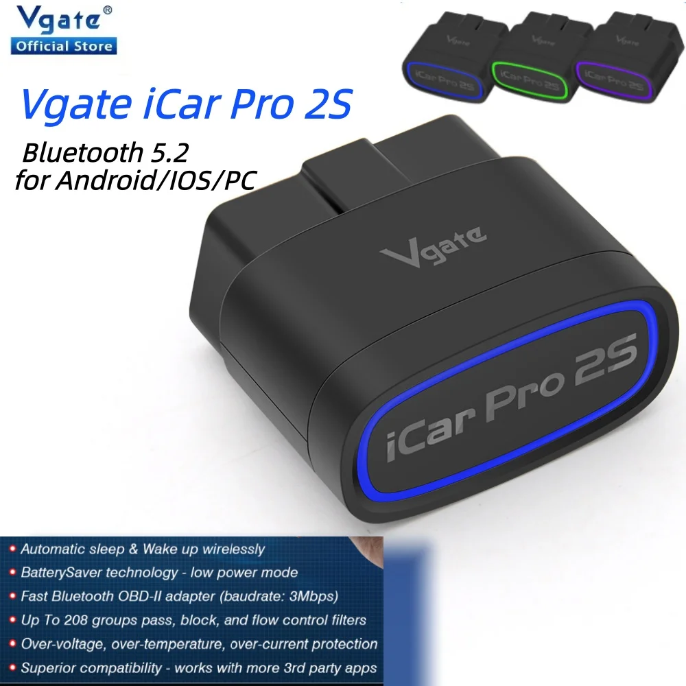 2026 NEW Vgate ICar Pro 2S ELM327 Bluetooth 5.2 V2.3 Car OBD Scanner Upgraded EV for IOS Android PC Auto Diagnostic Tool OBD2