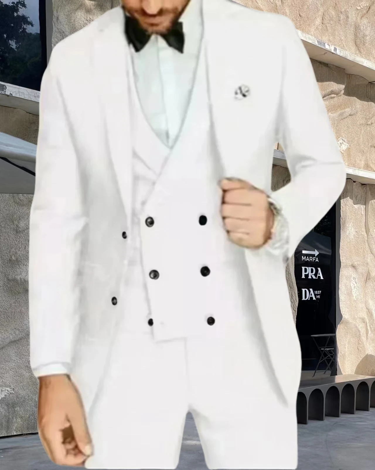 

Men's Solid Color Tuxedo Suits Formal Business Double-breasted Shawl Collar Waistcoat Vest Office Wear with Pocket