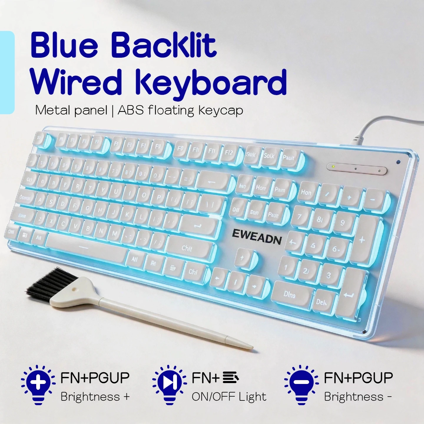 Wired LED Keyboard 104 Keys Full Size USB Keyboard Silent Slim Ergonomic for PC Laptop Windows Gaming Office Home