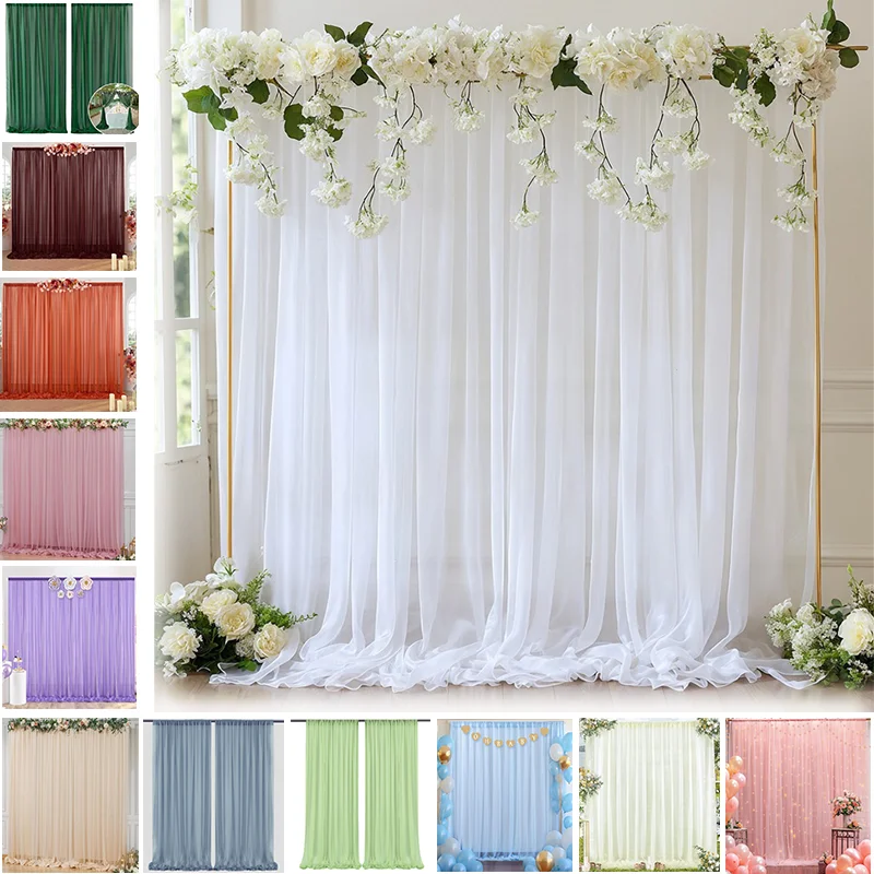 

Wrinkle Free Satin Tulle Chiffon Backdrop Curtains Perfect for Wedding Baby Shower Birthday Party Photography Backdrop Stand