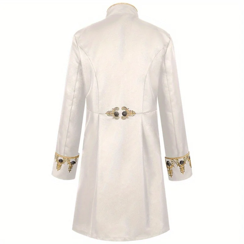 Casaco masculino de Halloween cor sólida moda Steampunk retrô gola alta uniforme desempenho