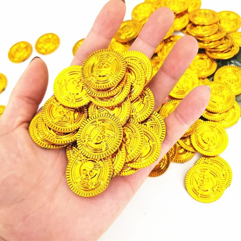 30Pcs Pirate Treasure Coins Kids Toys Games For Halloween Party Favors Kinder Spiele Juguetes Divertidos Baratos