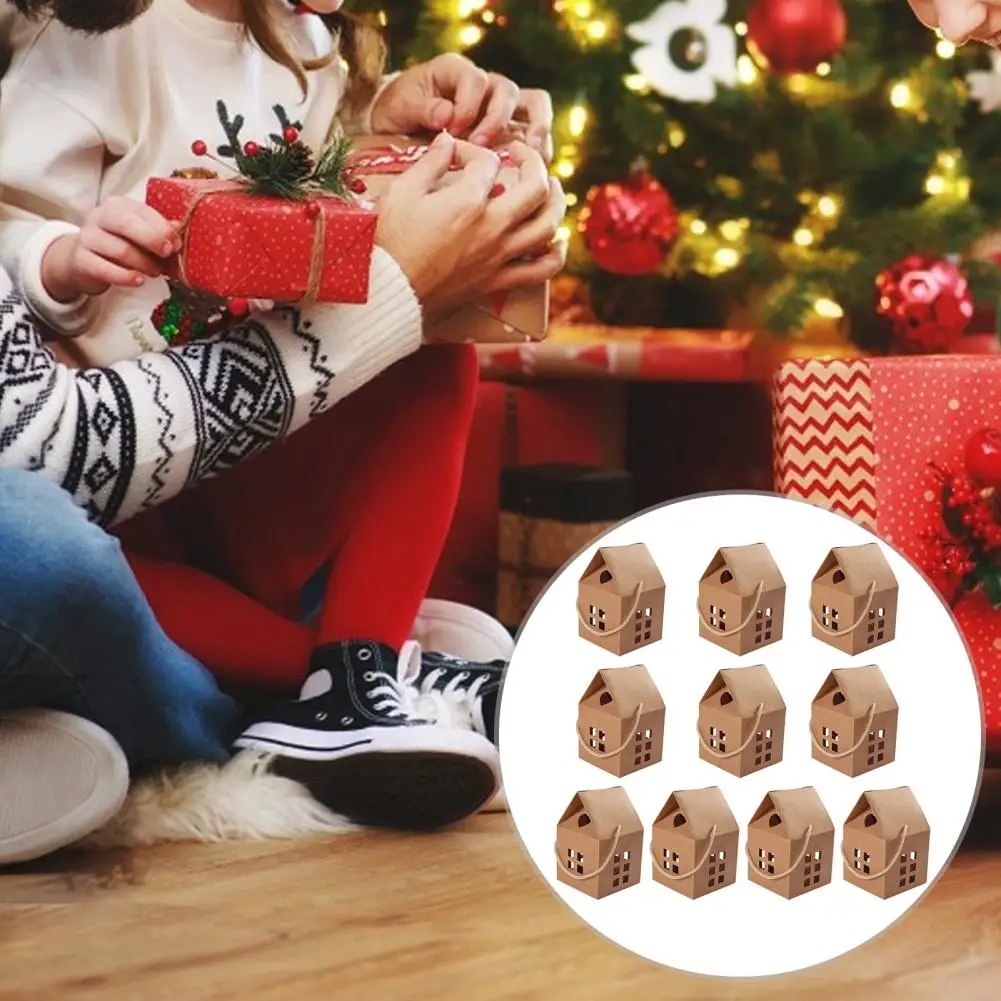 

Festive Holiday Gift Box 3d Christmas House Gift Box Festive 3d Xmas House Gift Boxes Lightweight Hanging Lanyard for Candy